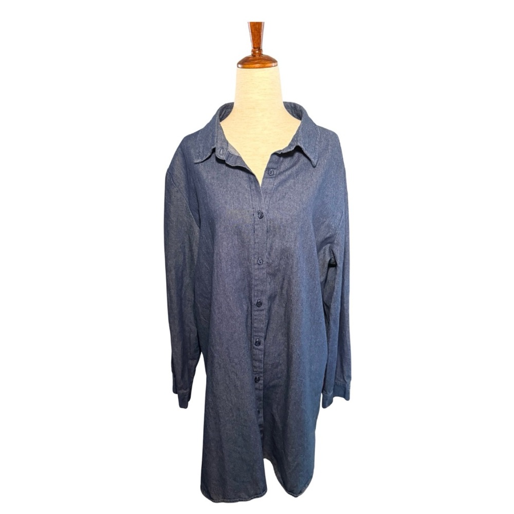 Denim‎ Blue Button Down Shirt Size XL